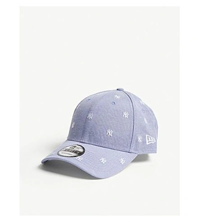 Shop New Era 9forty New York Yankees Cotton Strapback Cap In Sky Blue Optic White