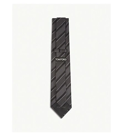 Shop Tom Ford Tonal Stripe Silk Tie In Black