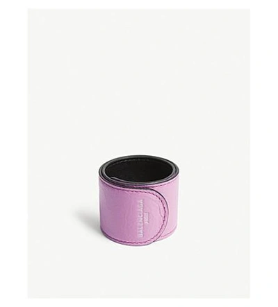 Shop Balenciaga Leather Snap Bracelet In Pink