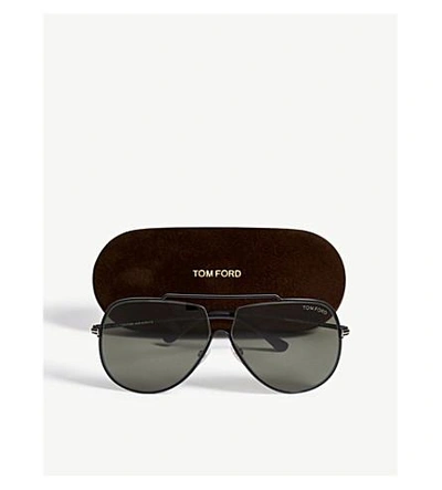Shop Tom Ford Chase Pilot-frame Sunglasses In Shiny Black /green