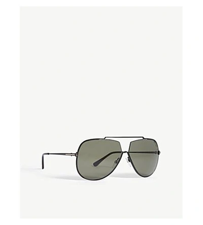 Shop Tom Ford Chase Pilot-frame Sunglasses In Shiny Black /green