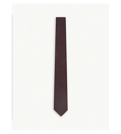 Shop Paul Smith Micro-dot Silk Tie In Claret