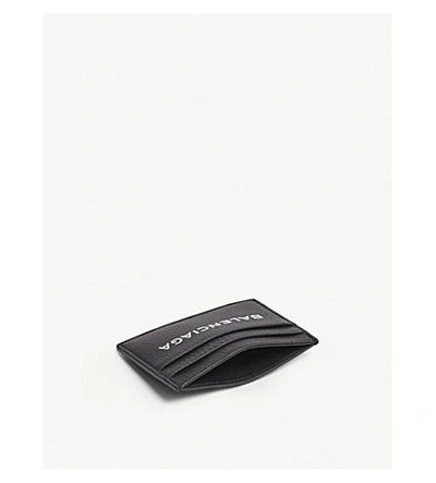 Shop Balenciaga Logo Grained Leather Card Holder In Black