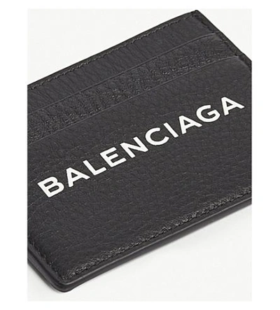 Shop Balenciaga Logo Grained Leather Card Holder In Black