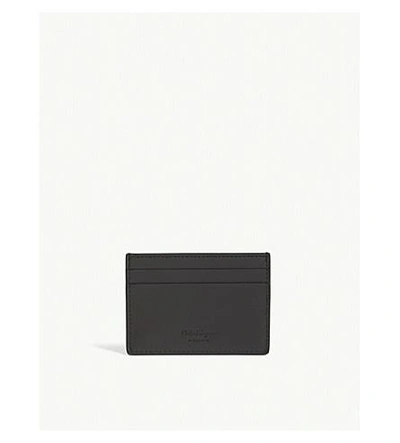 Shop Ferragamo Gancio Leather Card Holder In Black  Grey