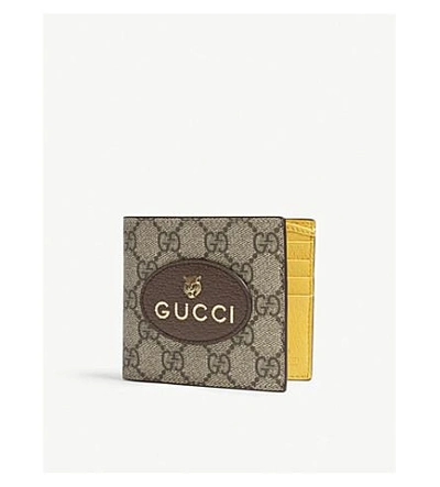 Shop Gucci Vintage Gg Supreme Billfold Wallet In Beige Yellow