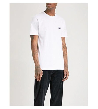 Shop Stussy Basic Cotton-jersey T-shirt In White