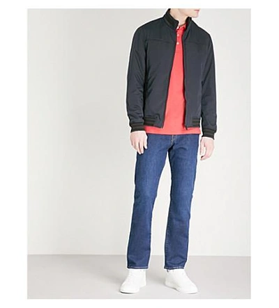 Shop Ted Baker Copen Striped-trim Shell Bomber Jacket In Navy