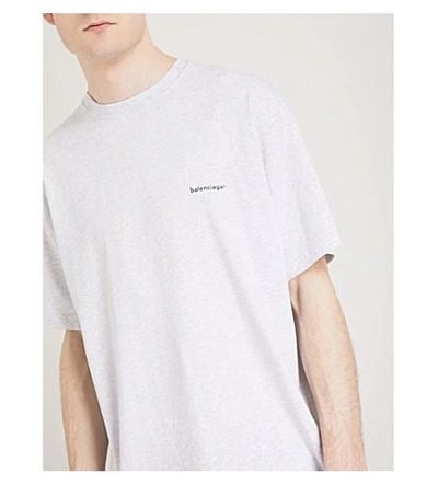Shop Balenciaga Logo-print Cotton-jersey T-shirt In Gris Chine