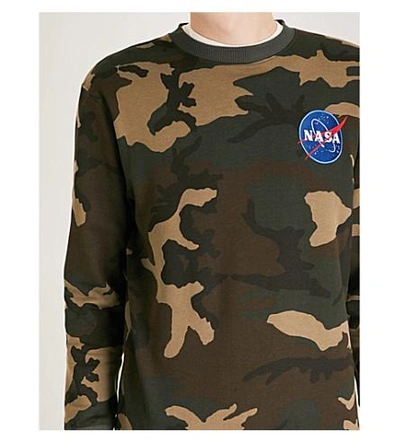 Shop Alpha Industries Appliquéd Camo-print Cotton-jersey Sweatshirt In Woodland