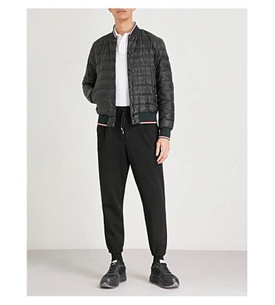 Shop Moncler Striped-trim Quilted Down Jacket In Black