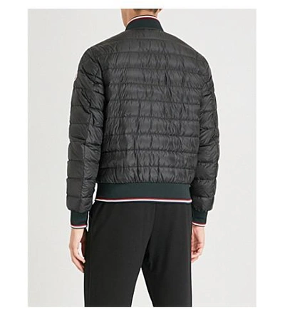 Shop Moncler Striped-trim Quilted Down Jacket In Black
