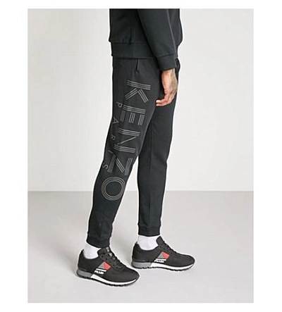 Shop Kenzo Logo-print Cotton-jersey Jogging Bottoms In Black