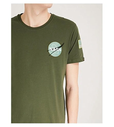 Shop Alpha Industries Space Shuttle Cotton-jersey T-shirt In Dk Green