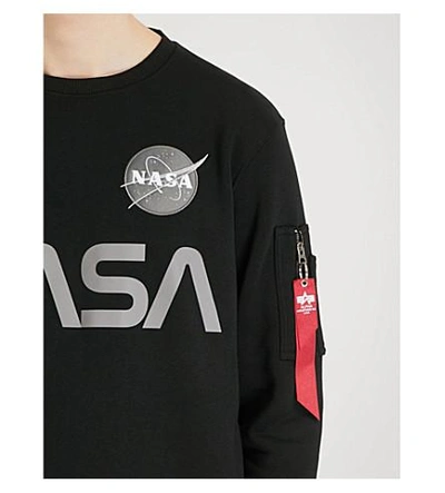 Shop Alpha Industries Appliquéd Cotton-jersey Sweatshirt In Black