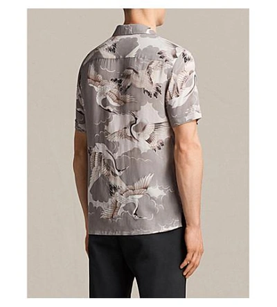 Shop Allsaints Romaji Cotton Shirt In Light Grey