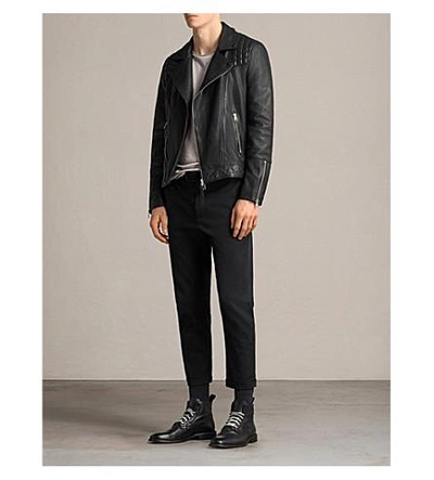 Shop Allsaints Taro Leather Biker Jacket In Black