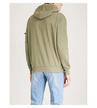 Shop Alpha Industries Logo-embellished Cotton-jersey Hoody In Olive