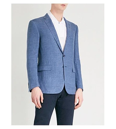 Shop Ralph Lauren Anthony Linen Suit Jacket In Blue Grey