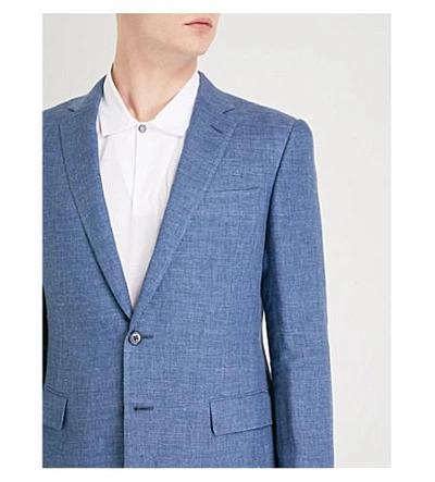 Shop Ralph Lauren Anthony Linen Suit Jacket In Blue Grey