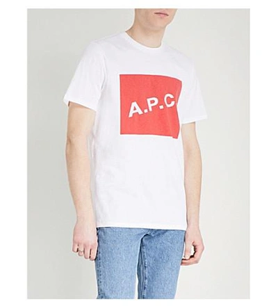 Shop Apc Kraft Cotton-jersey T-shirt In Rouge