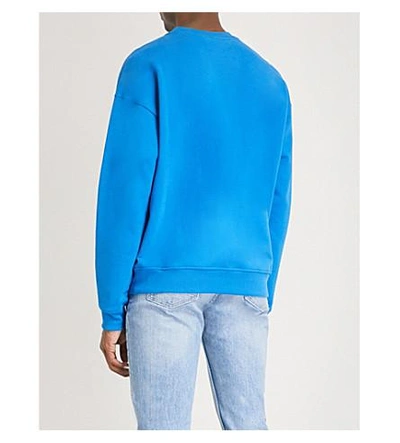 Shop Moschino Logo-print Cotton-jersey Sweatshirt In Blue