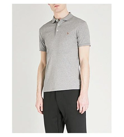Shop Polo Ralph Lauren Pima Soft Touch Cotton Polo Shirt In Steel Heather