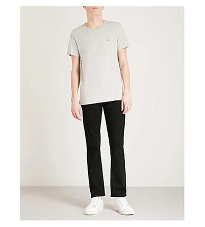 Shop Burberry Logo-embroidered Cotton-jersey T-shirt In Pale Grey Melange