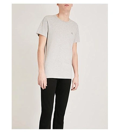 Shop Burberry Logo-embroidered Cotton-jersey T-shirt In Pale Grey Melange