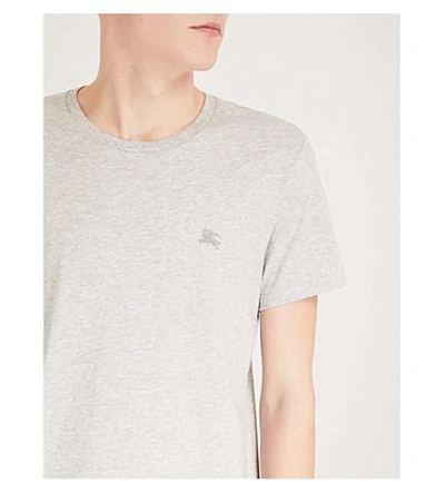 Shop Burberry Logo-embroidered Cotton-jersey T-shirt In Pale Grey Melange