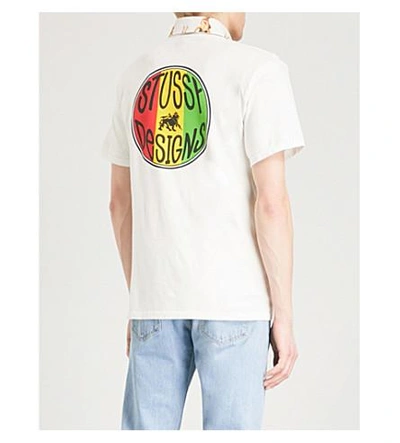 Shop Stussy Bubble Cotton-jersey T-shirt In Natural