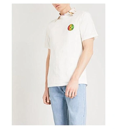 Shop Stussy Bubble Cotton-jersey T-shirt In Natural