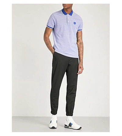 Shop Kenzo Tiger-badge Cotton-piqué Polo Shirt In Royal Blue