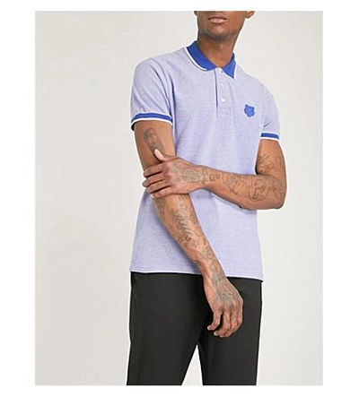 Shop Kenzo Tiger-badge Cotton-piqué Polo Shirt In Royal Blue