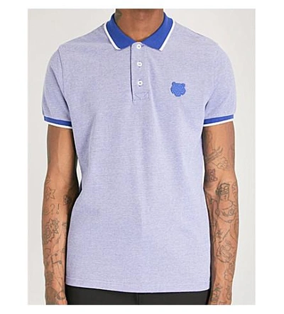 Shop Kenzo Tiger-badge Cotton-piqué Polo Shirt In Royal Blue