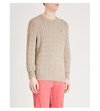Shop Polo Ralph Lauren Cable-knit Cotton Sweater In Adirondack Heather