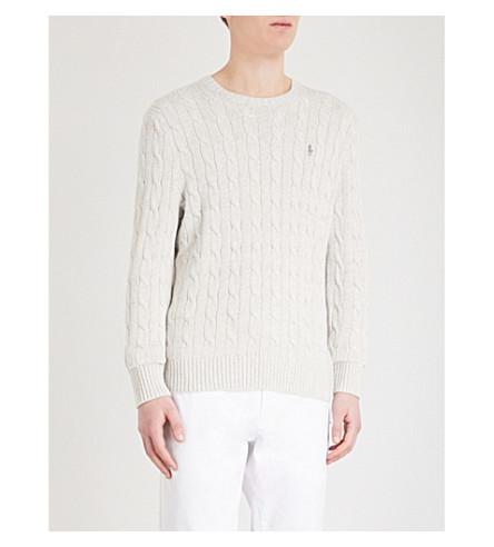 Polo Ralph Lauren Cable-knit Cotton Sweater In Light Grey Heather | ModeSens