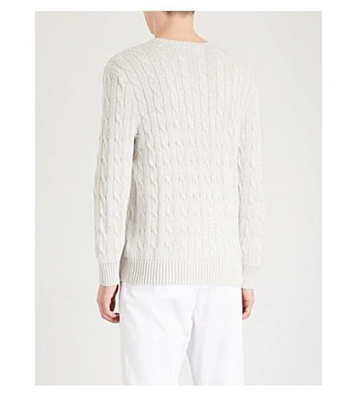 Shop Polo Ralph Lauren Cable-knit Cotton Sweater In Light Grey Heather