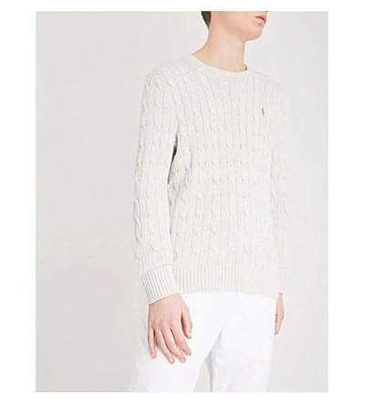 Shop Polo Ralph Lauren Cable-knit Cotton Sweater In Light Grey Heather
