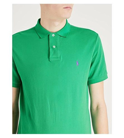 Shop Polo Ralph Lauren Slim-fit Cotton-piqué Polo Shirt In Stem/sp18
