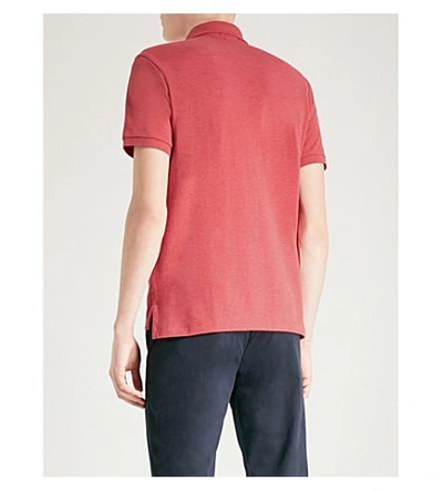 Shop Polo Ralph Lauren Slim-fit Cotton-piqué Polo Shirt In Sentry Red Heather