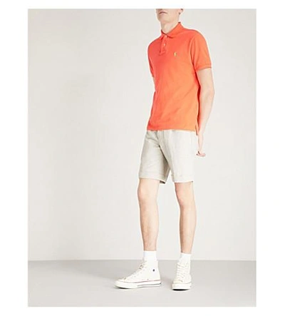 Shop Polo Ralph Lauren Slim-fit Cotton-piqué Polo Shirt In Resort Orange/sp18