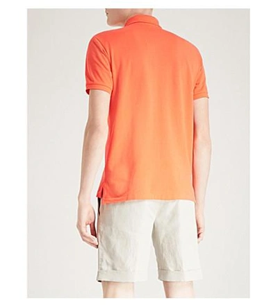 Shop Polo Ralph Lauren Slim-fit Cotton-piqué Polo Shirt In Resort Orange/sp18