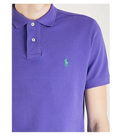 Shop Polo Ralph Lauren Slim-fit Cotton-piqué Polo Shirt In Very Purple/sp18
