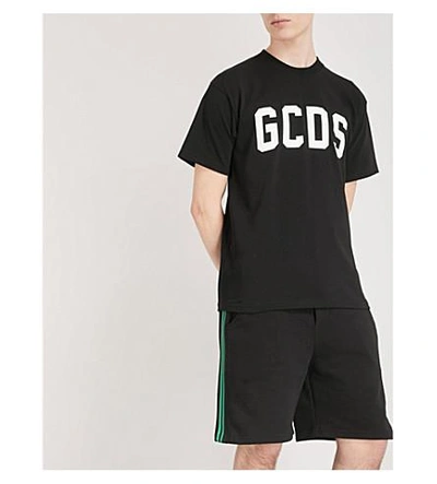Shop Gcds Logo-print Cotton-jersey T-shirt In Black