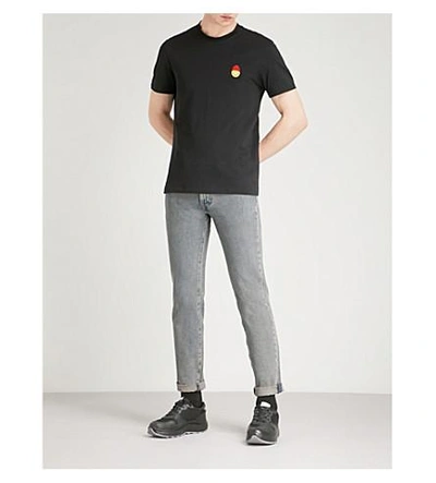 Shop Ami Alexandre Mattiussi Smiley Cotton-jersey T-shirt In Noir
