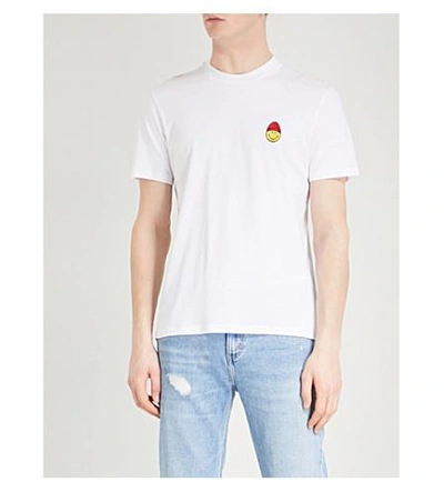Shop Ami Alexandre Mattiussi Smiley Cotton-jersey T-shirt In Blanc