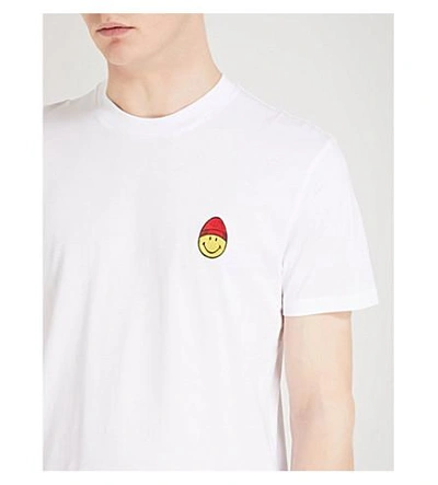 Shop Ami Alexandre Mattiussi Smiley Cotton-jersey T-shirt In Blanc