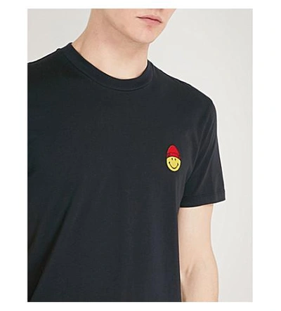 Shop Ami Alexandre Mattiussi Smiley Cotton-jersey T-shirt In Marine