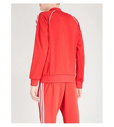 Shop Adidas Originals Logo Jersey Jacket In Scarlet